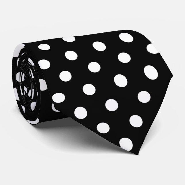 Retro black and white polka dot tie (Rolled)