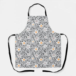 Retro black and white polka dots with stars  apron