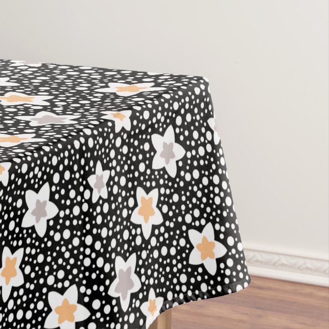 Retro black and white polka dots with stars  tablecloth (In Situ)