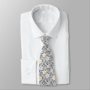 Retro black and white polka dots with stars tie