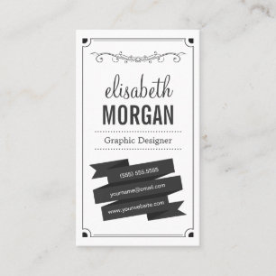 Retro Black and White - Simple Personal Contact Business Card