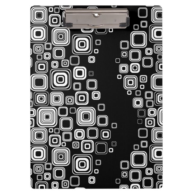 Retro black and white squares clipboard (Front)