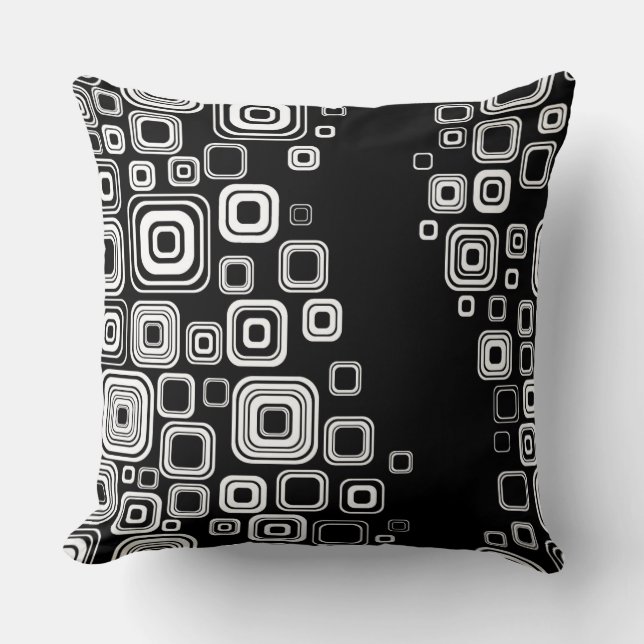 Retro black and white squares cushion (Front)