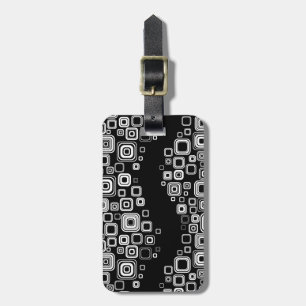 Retro black and white squares luggage tag