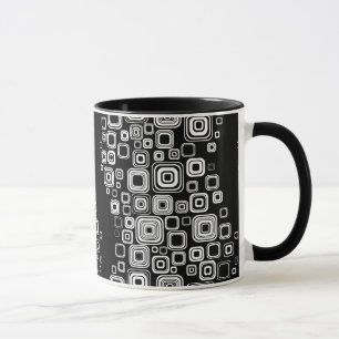 Retro black and white squares mug