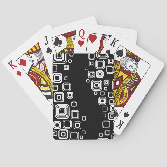 Retro black and white squares playing cards (Back)