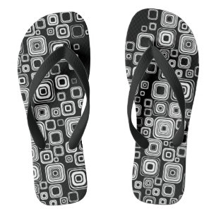 Retro black and white squares thongs