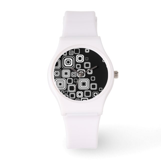 Retro black and white squares watch (Front)