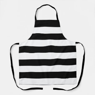 Retro Black And White Stripes Apron
