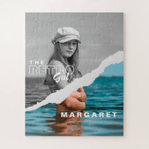 Retro black and white torn paper photo effect