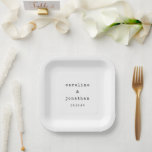 Retro Black and White Typewriter Custom Wedding Paper Plate<br><div class="desc">Retro Minimalist Typewriter Font Custom Wedding Paper Plates in Black and White</div>