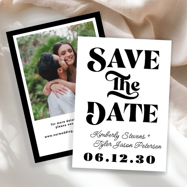 Retro black and white wedding save the date (Creator Uploaded)