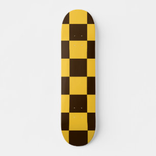 Retro Black and Yellow Chequered Pattern  Skateboard