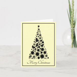 Retro Black and Yellow Christmas Tree Holiday Card
