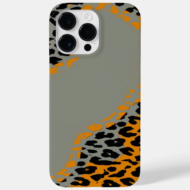 Retro black and yellow leopard print on grey Case-Mate iPhone case (Back)