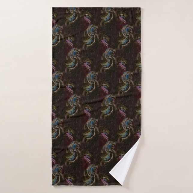 Retro Black Atomic Abstract Bath Towel (Bath Towel)