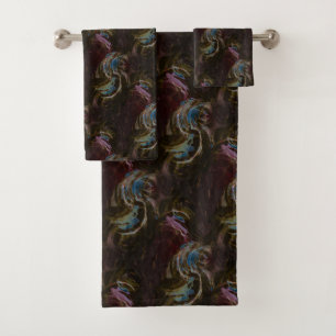 Retro Black Atomic Abstract Bath Towel Set