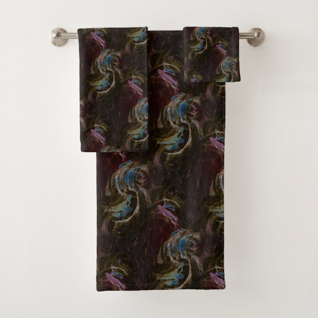 Retro Black Atomic Abstract Bath Towel Set (Insitu)