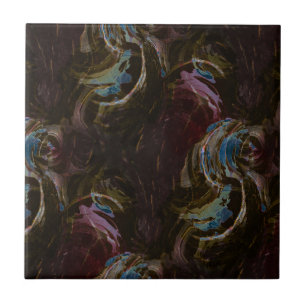 Retro Black Atomic Abstract Ceramic Tile
