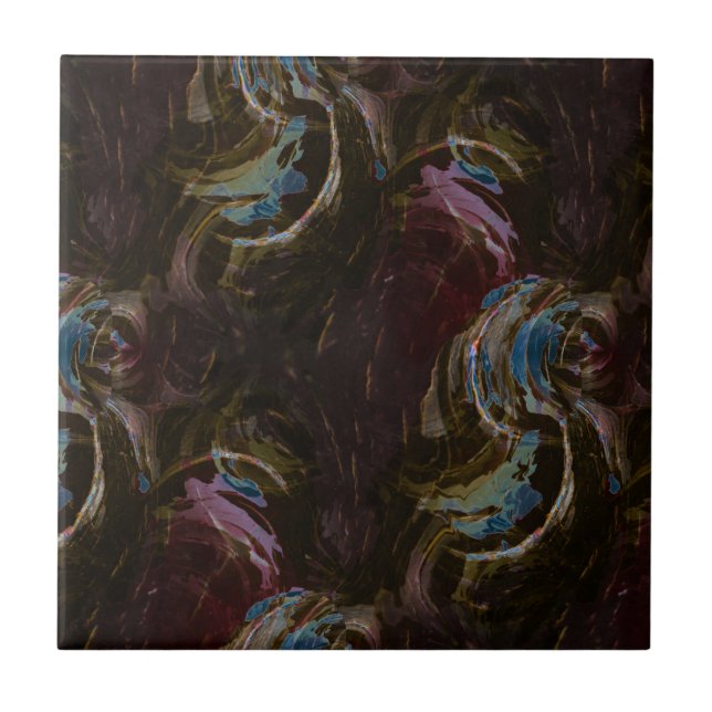 Retro Black Atomic Abstract Ceramic Tile (Front)