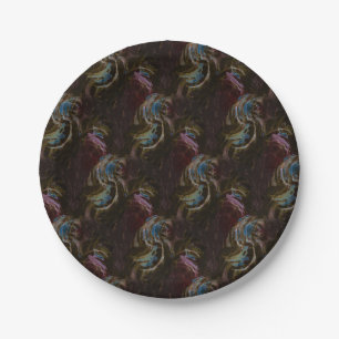 Retro Black Atomic Abstract Paper Plate