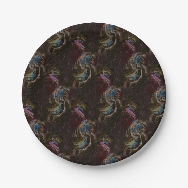 Retro Black Atomic Abstract Paper Plate (Front)