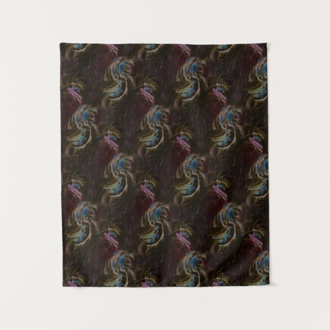 Retro Black Atomic Abstract Tapestry (Front)