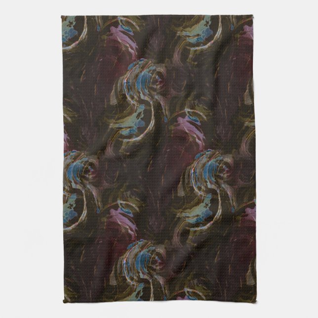 Retro Black Atomic Abstract Tea Towel (Vertical)