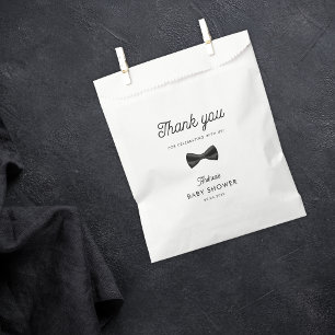 Retro Black Bow Tie Boy Baby Shower Thank You Favour Bag