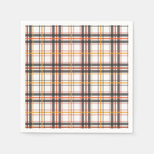 Retro Black, Brown & Orange Plaid Napkin