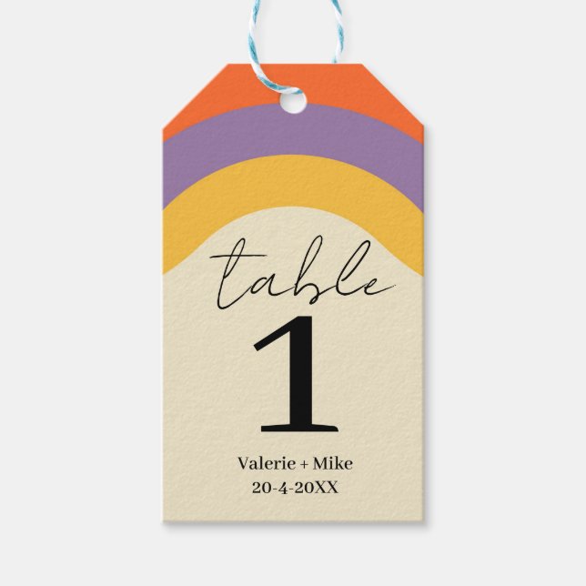 Retro Black Calligraphy Table Numbers Wedding  Gift Tags (Front)
