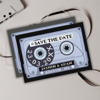 Retro Black Cassette Tape Save The Date Card