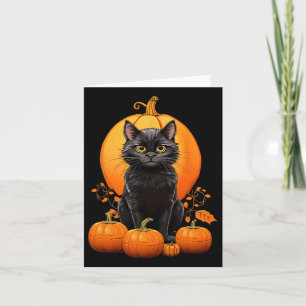 Retro Black Cat Halloween Pumpkin Costume For Wome Card