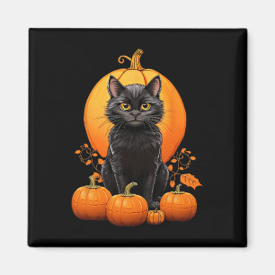 Retro Black Cat Halloween Pumpkin Costume For Wome Magnet