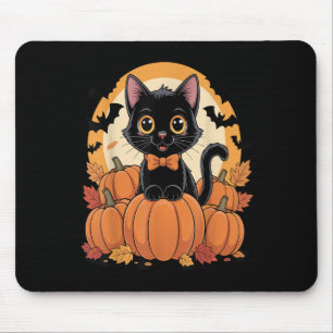 Retro Black Cat Halloween Pumpkin Costume For Wome Mouse Pad