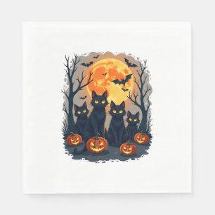 Retro Black Cat Halloween Pumpkin Costume For Wome Napkin