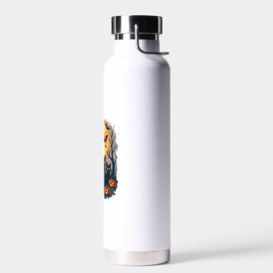 Retro Black Cat Halloween Pumpkin Costume For Wome Water Bottle