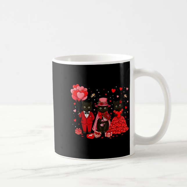 Retro Black Cat Meowentine's Day Heart Valentines  Coffee Mug (Right)