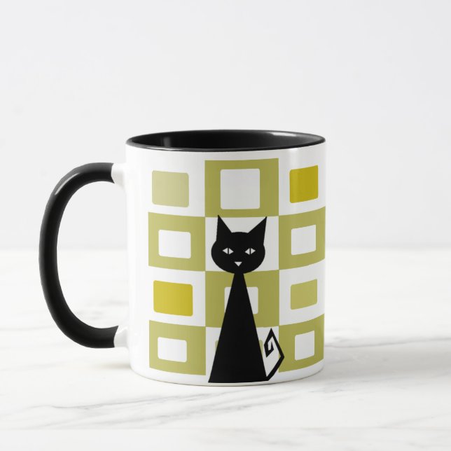 Retro Black Cat Mug (Left)