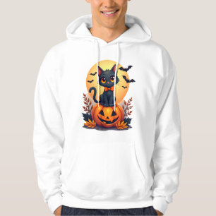 Retro Black Cat Pumpkin Halloween Costume Fall Aut Hoodie