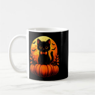 Retro Black Cat Pumpkin Halloween Costume Fall Coffee Mug