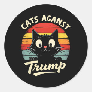 Retro Black Cats Against Trump 3 Classic Round Sticker