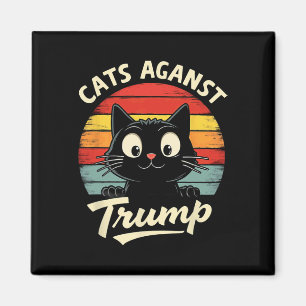Retro Black Cats Against Trump 3  Magnet