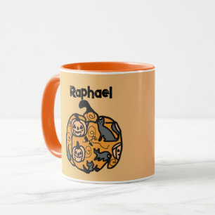 Retro Black Cats and Pumpkin Dreams  Mug