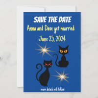 Retro black cats with starburst/Save the Date!