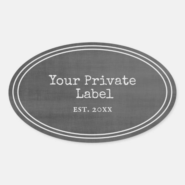 Retro Black Chalkboard Your Private Label Oval (Front)