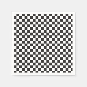 Retro Black Check Skateboard Birthday Napkin