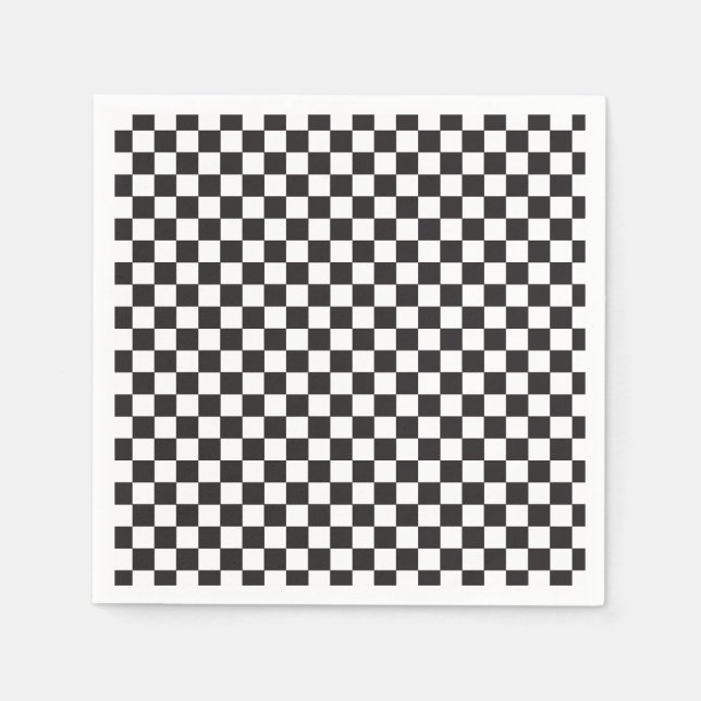 Retro Black Check Skateboard Birthday Napkin (Front)