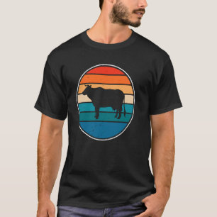 Retro Black Cow Vintage Style Cute Cattle T-Shirt