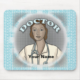 Retro black Female Doctor Mouse Pad